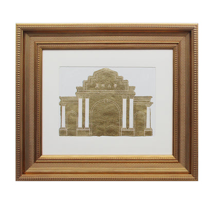 Gilt foil painting of architectural scenery - Dainan Gate of Xiamen University, China.