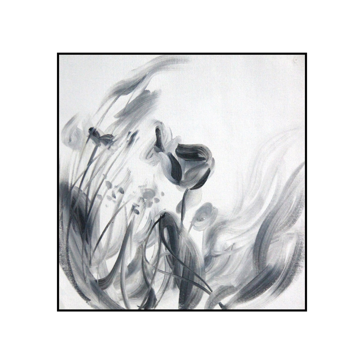 Black And White Abstract Flower Paintings