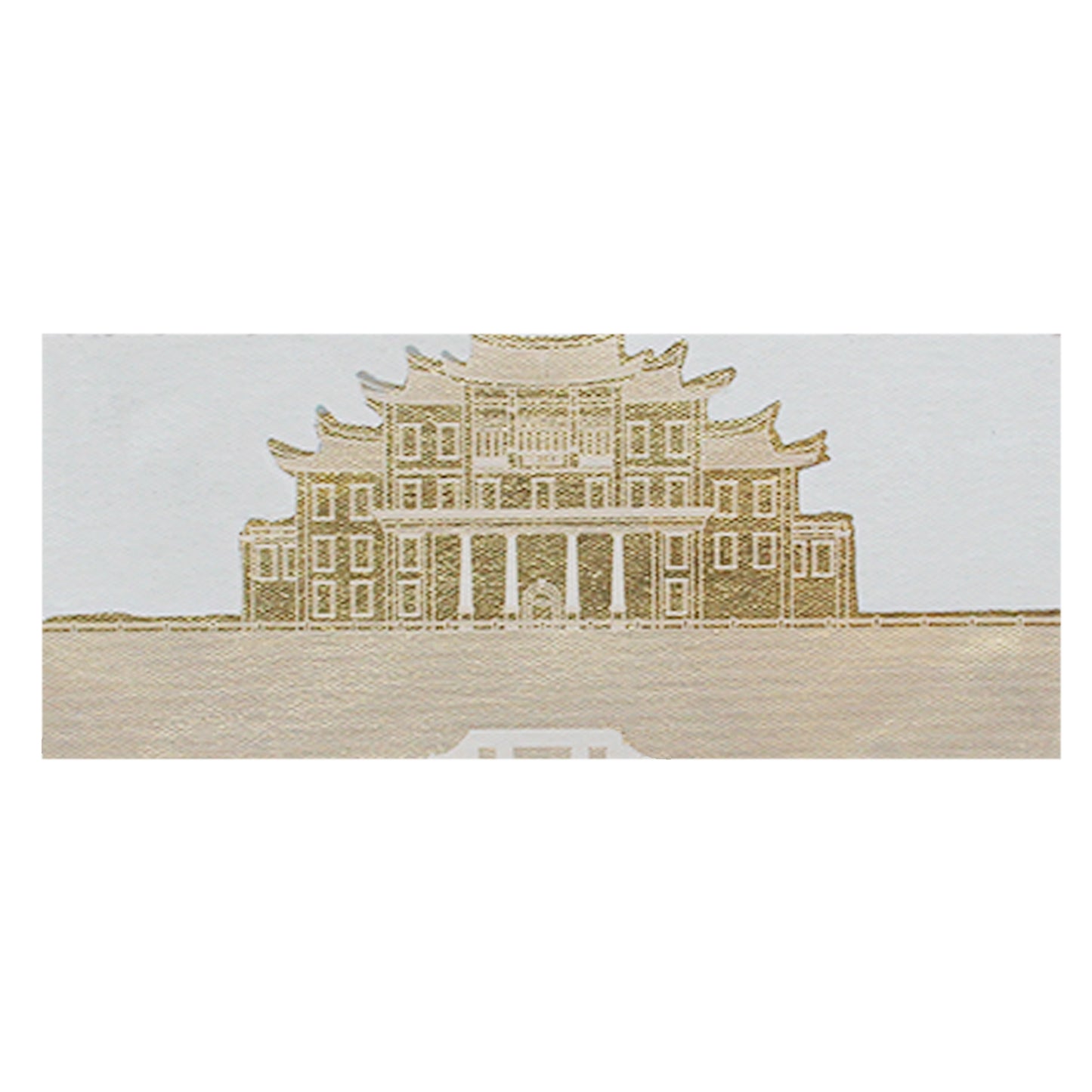 Gilt foil painting of architectural scenery - Jiannan Auditorium of Xiamen University.