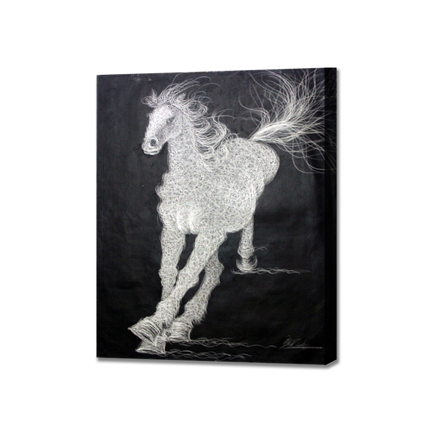 White Horse Painting on Canvas